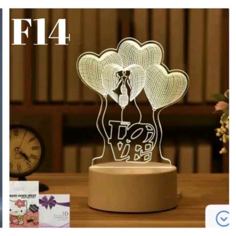 LAMPU HIAS 3D LOVE HEART