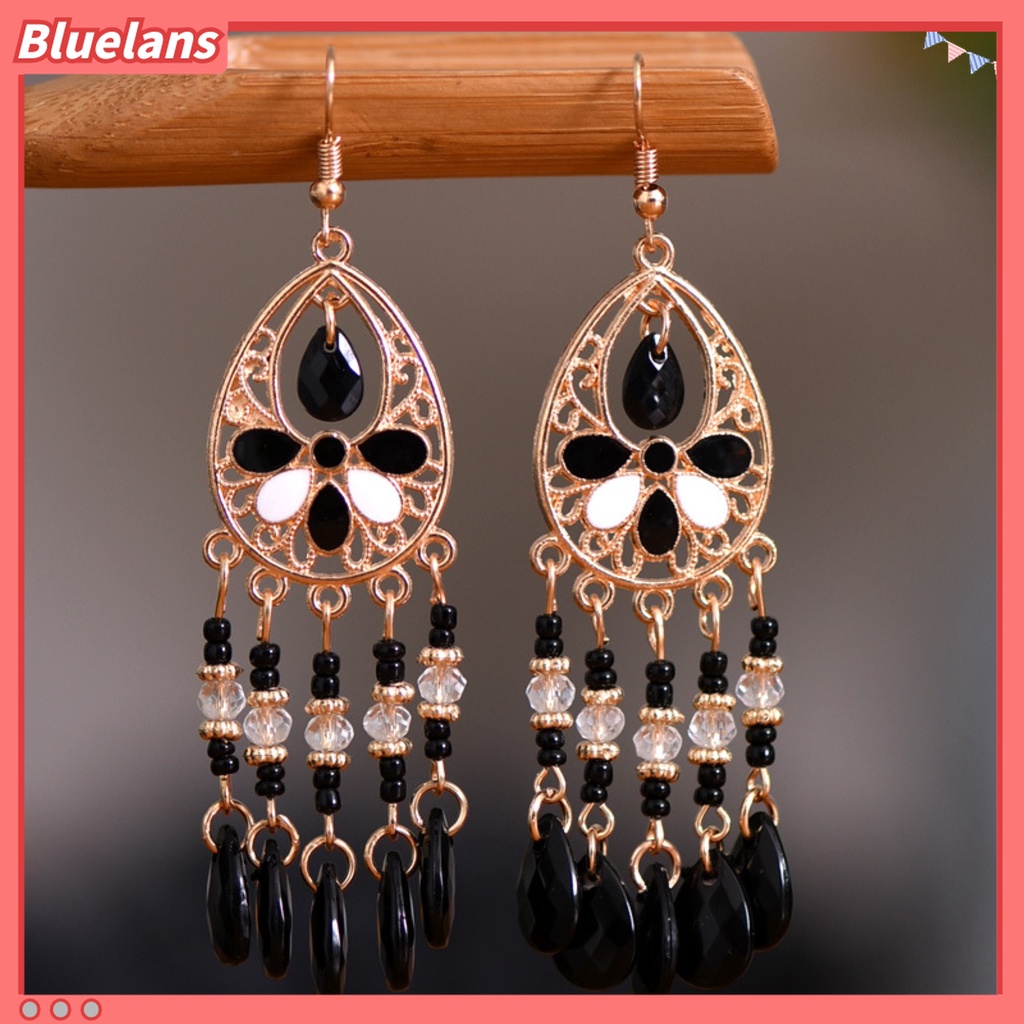 1 Pasang Anting Kait Model Rumbai Panjang Gaya Bohemian Vintage Untuk Pernikahan