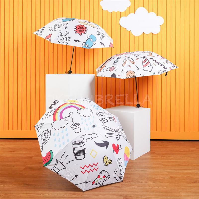 Payung Lipat 3 Motif Full Abstrak Lapis Hitam Anti Uv Print