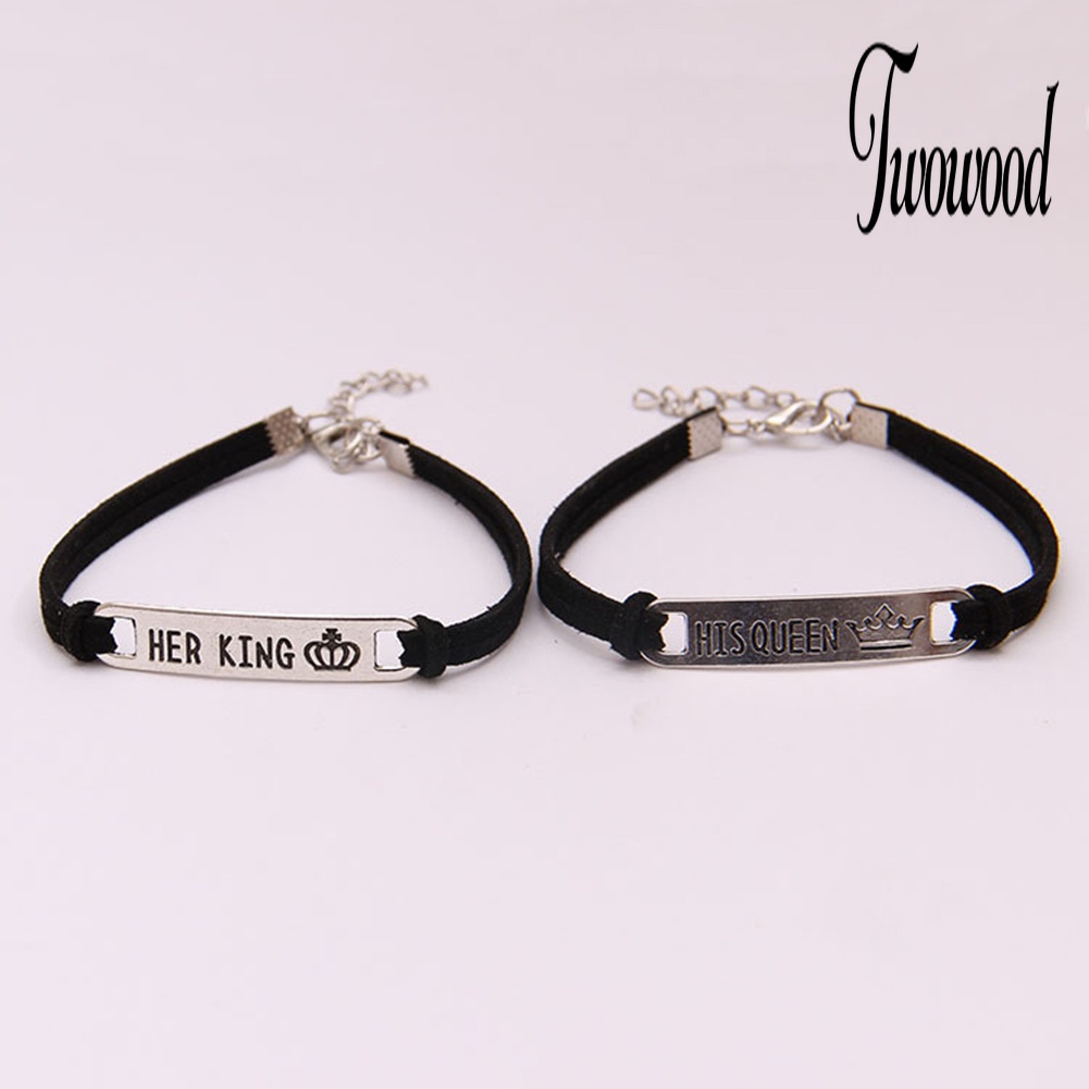 Gelang Pasangan Desain His Queen Her King Untuk Hadiah