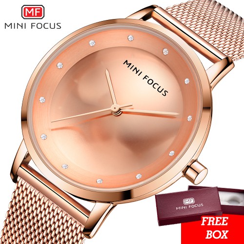 [GARANSI] Mini Focus Jam Tangan Wanita Casual Kantor Strap Tali Pasir Original MF0332L