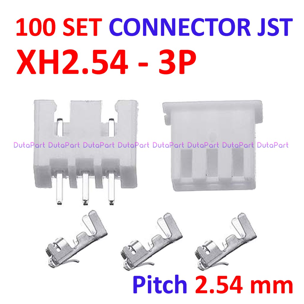 100 SET Connector JST XH2.54 - 3P - Male Female Pin Kaki Lurus 2.54mm Molex