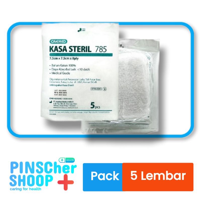 Kasa Steril 785 OneMed 7,5x7,5cm 8 Ply Isi 5 Lembar / Pack