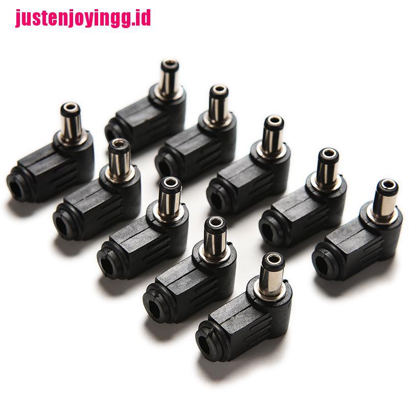 【justenjoyingg.id】10pcs Right Angle 2.1x5.5mm 2.1mm DC Power Male Plug Soldering Connector Black