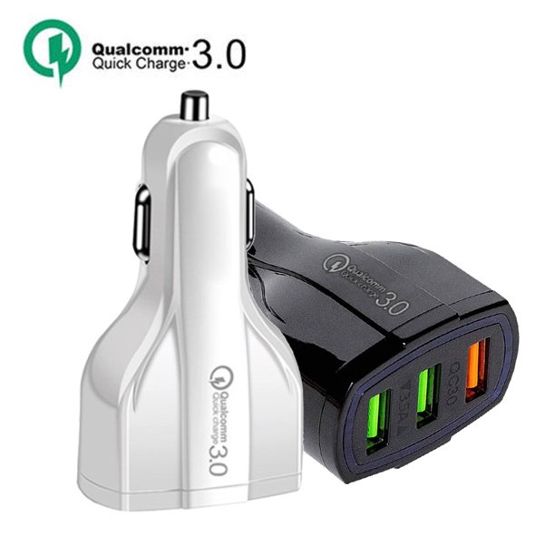 Qualcomm 3.0 Quick Car Charger Fast Charging 3 Port-Batok Saver-Cas hp Mobil Motor-Fast Charging-Quick Charging-Charger Mobil-Batok Charger-3 USB-High Quality