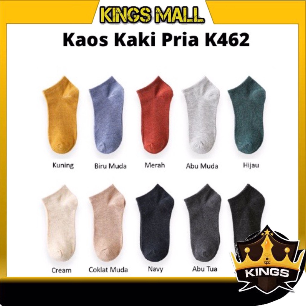 KINGS - K462  Kaos Kaki Polos Pria Pendek / Kaos Kaki Pendek Mata Kaki / Kaos Kaki Pria Polos