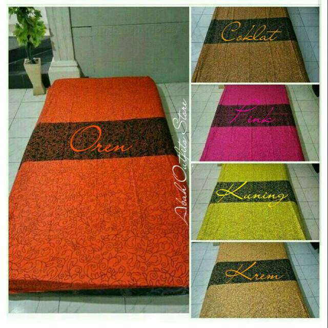 SPREI BATIK MOTIF BUNGA PEKALONGAN KING SIZE 180X200X30 WARNA OREN COKLAT KREM PINK KUNING CREAM