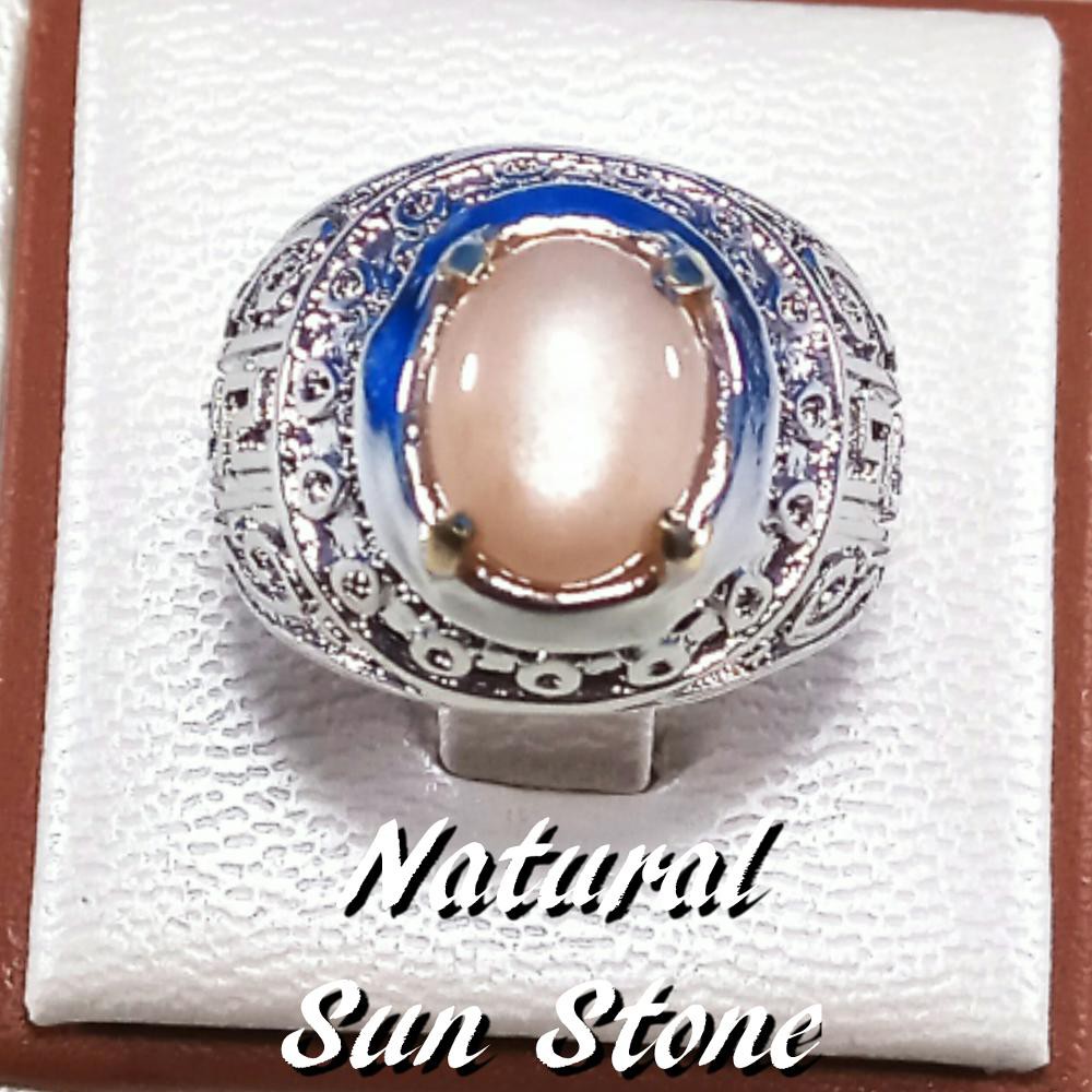 CINCIN BATU AKIK PERMATA NATURAL SUN STONE MINI SIZE KANTORAN