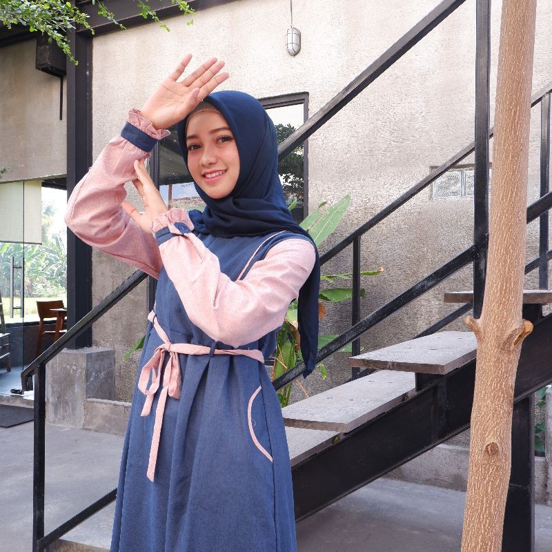 gamis katun madina kombinasi