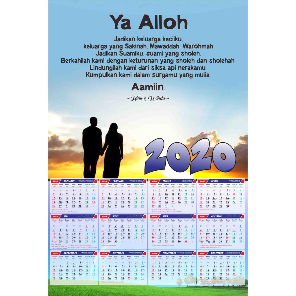 Kalender Foto 2020 Versi 1 Lembar Reseller Atau Dropship Welcome