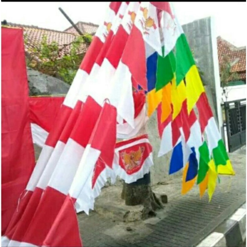 Umbul umbul bendera ( 20pcs)spanduk zig zag warna warni 8  dan 10 mata