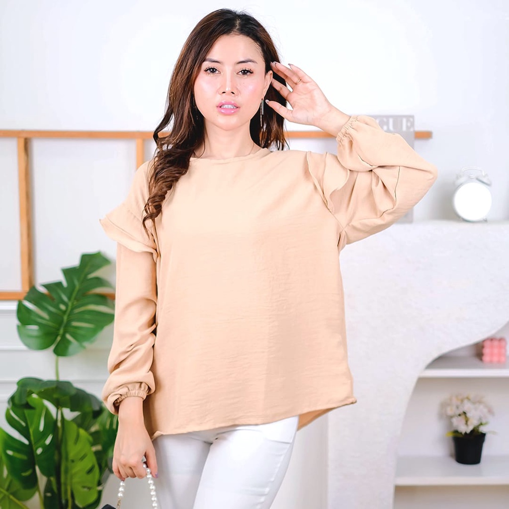 BEFAST - ZEC OOTD Blouse KAYI / Rubyy Blouse (Atasan) / Blouse Kasual / Atasan Blus Kekinian / Blouse Lengan Panjang / Fashion Kekiniaan Remaja Wanita / Blouse Termurah / Blouse Banyak Warna / Blouse Hangout