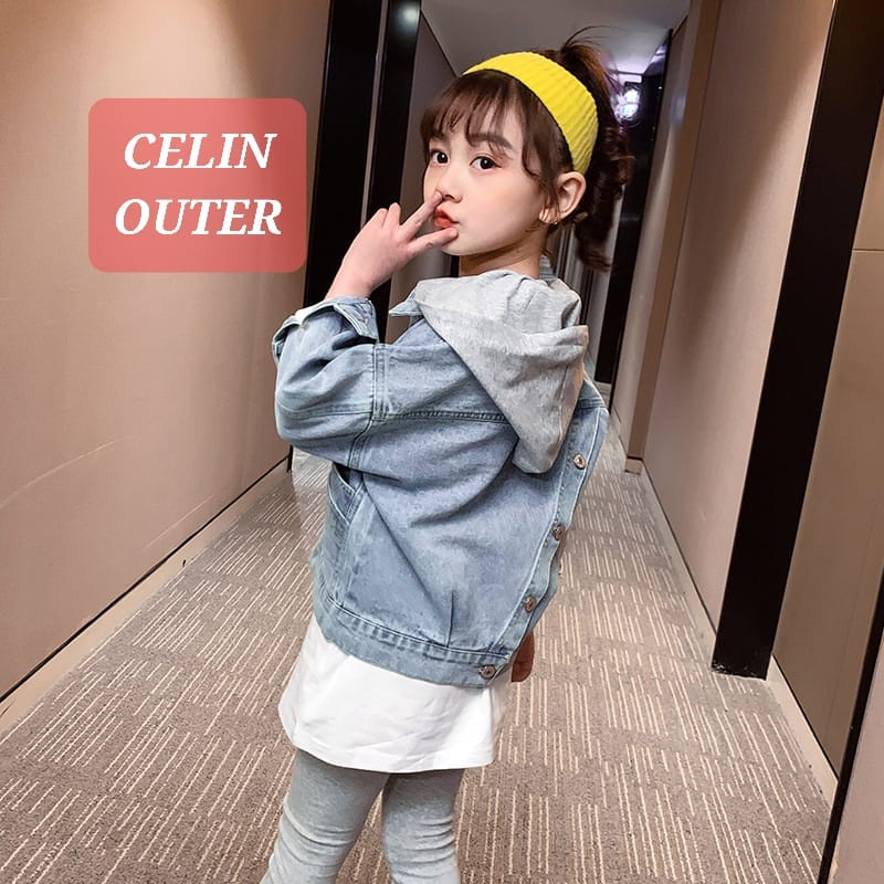 CELIN HOODIE OUTER JAKET JEANS DENIM ANAK REMAJA PEREMPUAN KOREA IMPOR