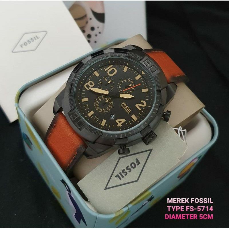 JAM TANGAN FOSSIL FS5714 FREE BOX FREE PAPER BAG FREE GELANG LEATHER