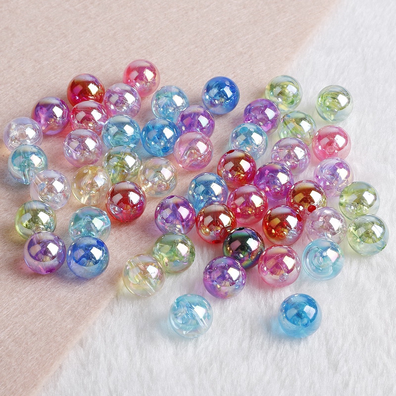 6mm 8mm 10mm Rainbow Candy AB Color Round Acrylic Beads Loose Spacer Beads For Jewelry Making DIY Bracelet Necklace