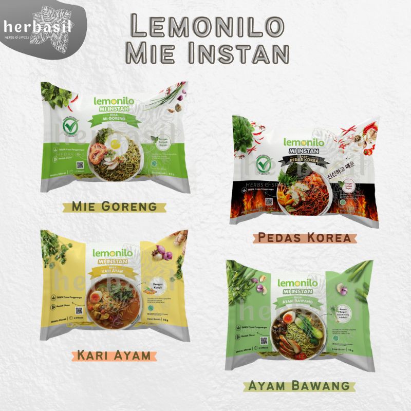 

Lemonilo Mie Instan Sehat Alami Rasa Mie Goreng / Kari Ayam / Ayam Bawang / Pedas Korea | Her Basil