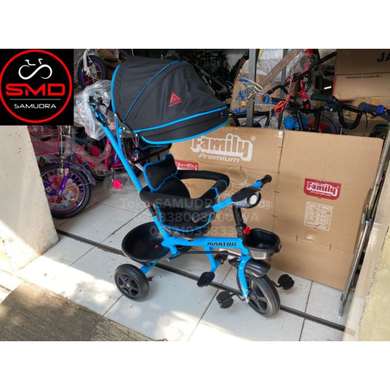 Sepeda Stroller Anak Roda 3 Besi Merk Aviator 7711/7713 Musik Tudung Murah Bagus BDG