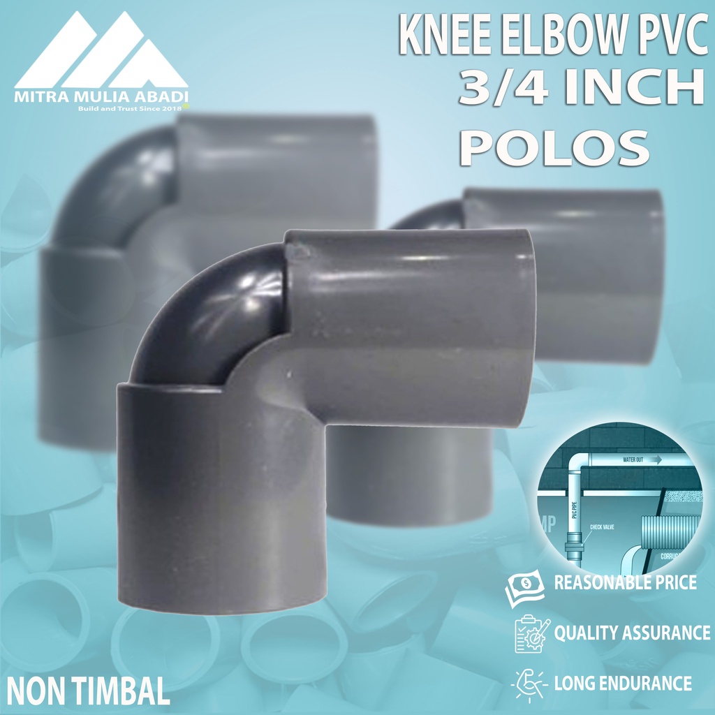 KNIE POLOS GREST ¾&quot; inch AW PVC 90° derajat ELBOW Knee Keni L 3/4&quot;