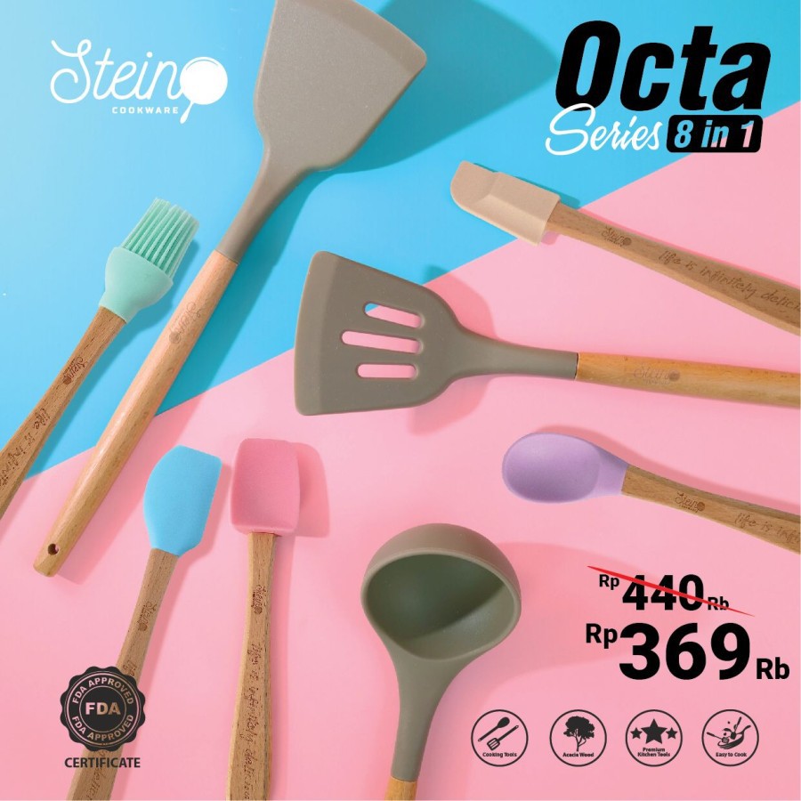 (READY) Steincookware Stein cookware Octa Series 8 in 1 (Mini Spatula 5 in 1+ Trio Sutil)