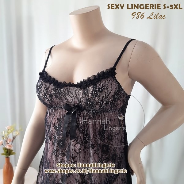 Lingerie M L XL XXL Original by Hannah Lingerie Wanita Baju Tidur Seksi Ukuran Besar Cantik Hot 986