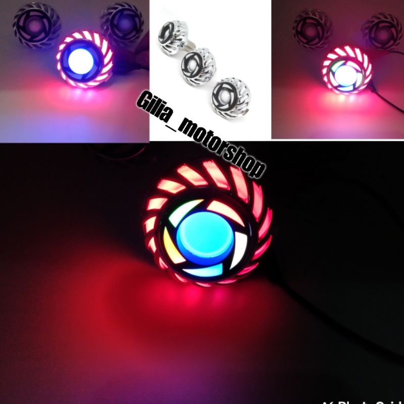 Lampustop LED Projie Bulat Flash Lampu LED Belakang Bulat Projie Universal Motor