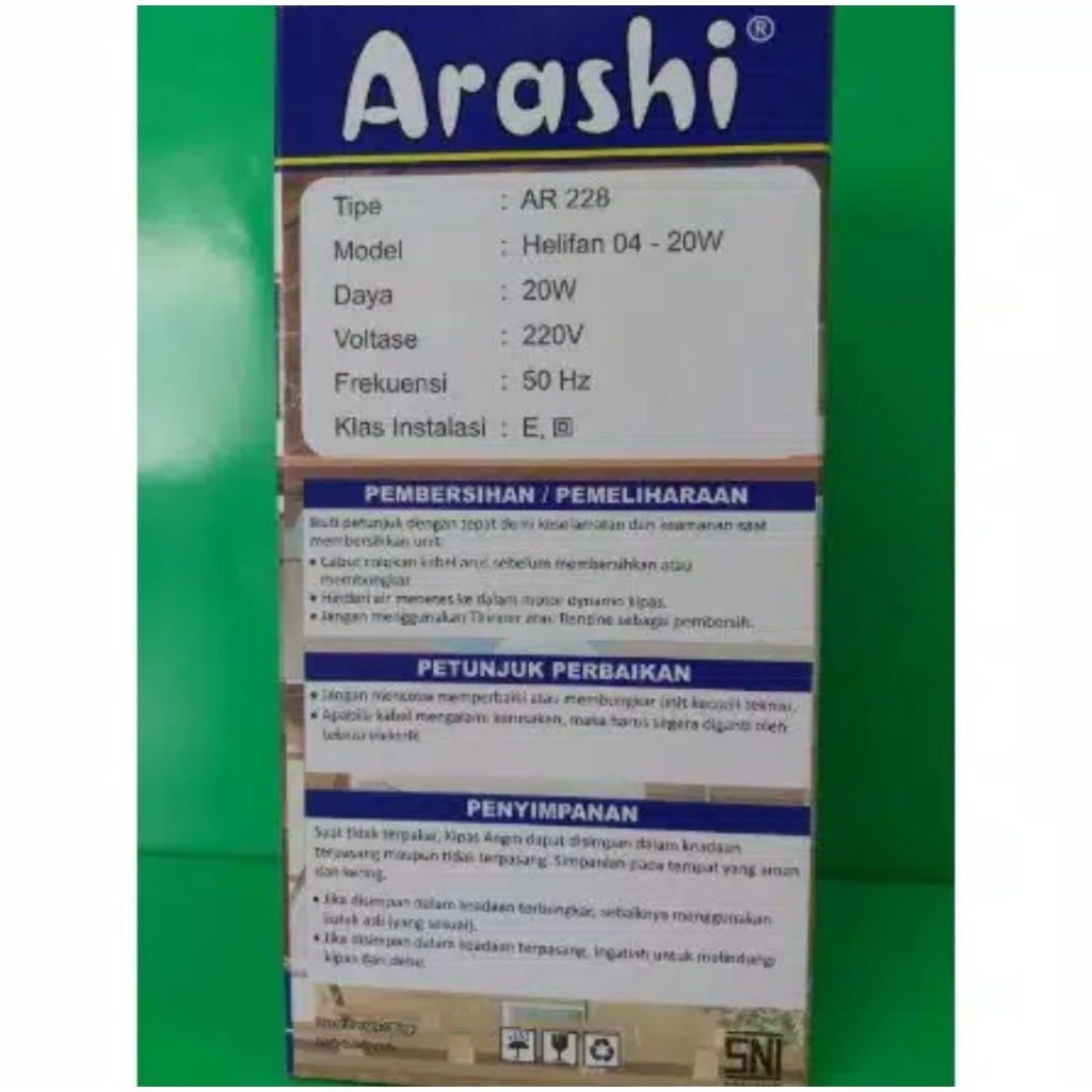 Arashi Kipas Angin Gantung Helifan 20W WATT AR-228