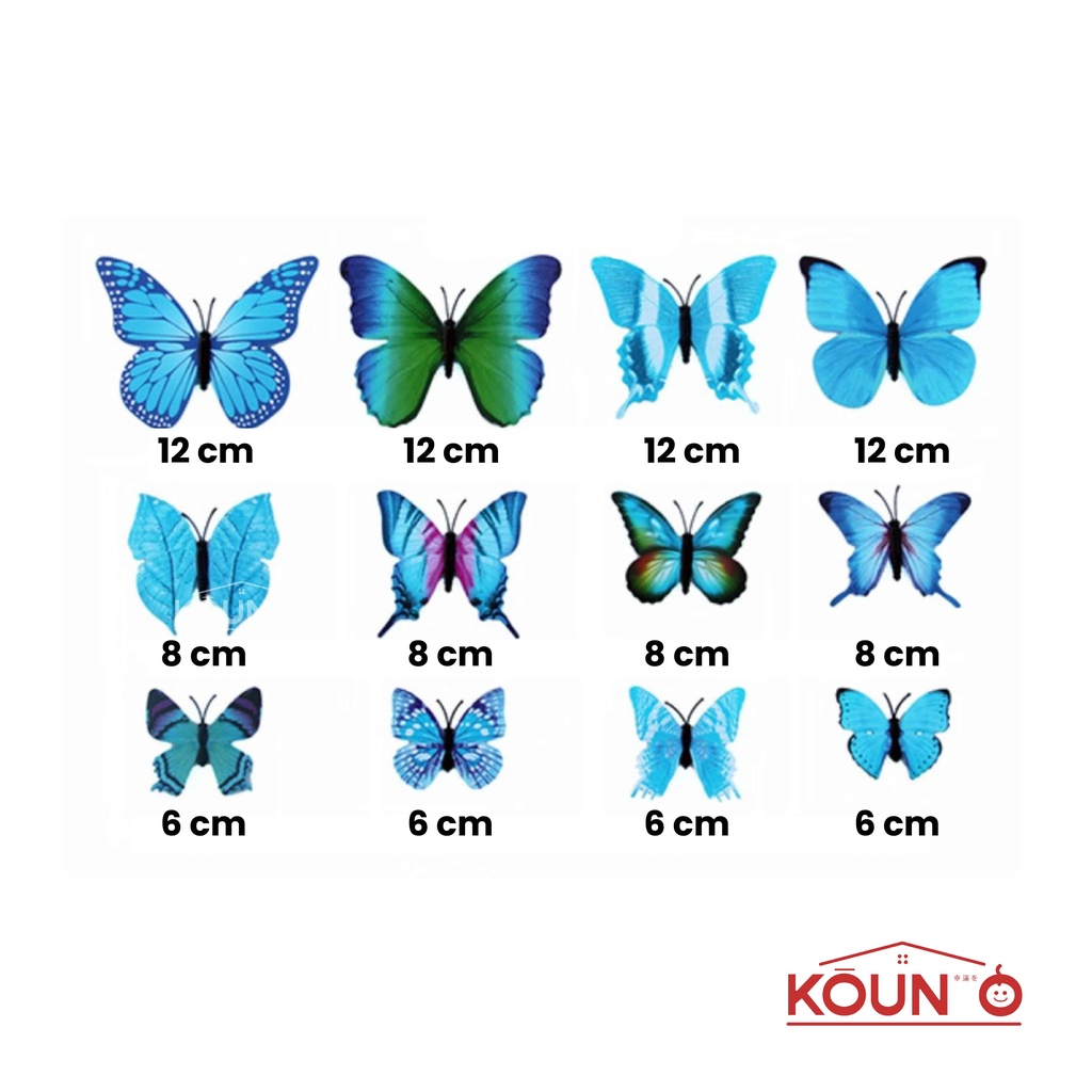 Stiker dan Magnet Tempelan Kulkas Dekorasi Dinding Tembok Motif Kupu Kupu 3D Wall Sticker Butterfly