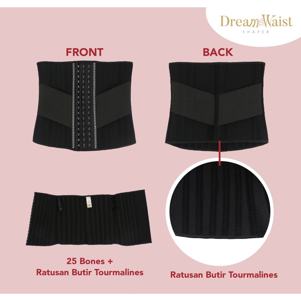 DreamWaist - Xtreme Tourmalines Shaper - Korset Pelangsing Perut 25 Bones Pembakar Lemak - Korset Terampuh