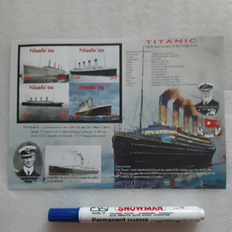 

Perangko Niuafo Titanic sheet 4 prangko imperf high value