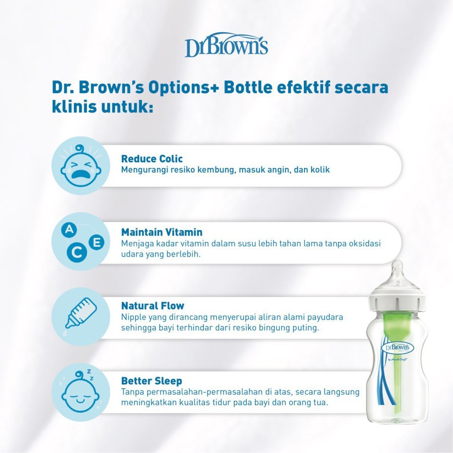 Dr Brown's Option+ Plus WIde Neck Bottle Botol Susu 150ml Twin (isi 2) - 52600 Twin