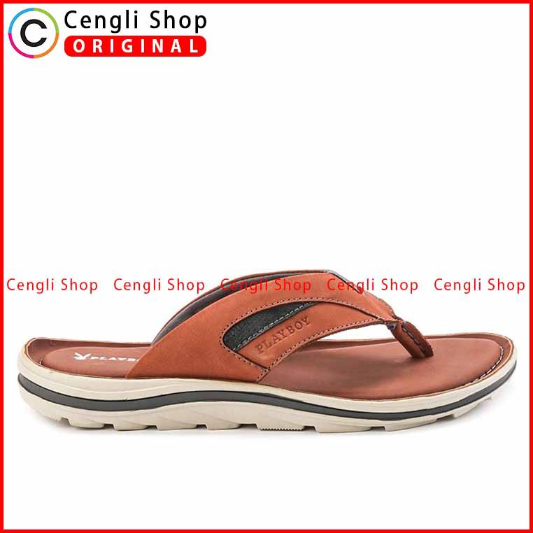 SANDAL PLAYBOY JEPIT CASUAL PRIA ORIGINAL KULIT ASLI ORI TERBARU PLY3