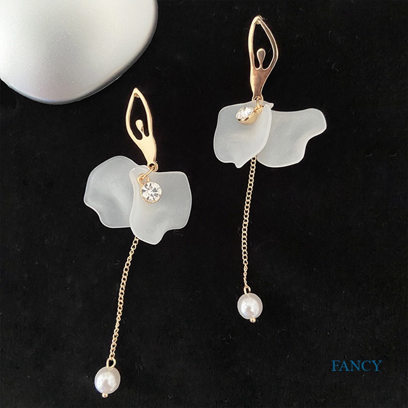 Anting Tusuk Gantung Bahan Sterling Silver 925 Desain Balerina Gaya Perancis / Retro / Elegan Untuk Wanita