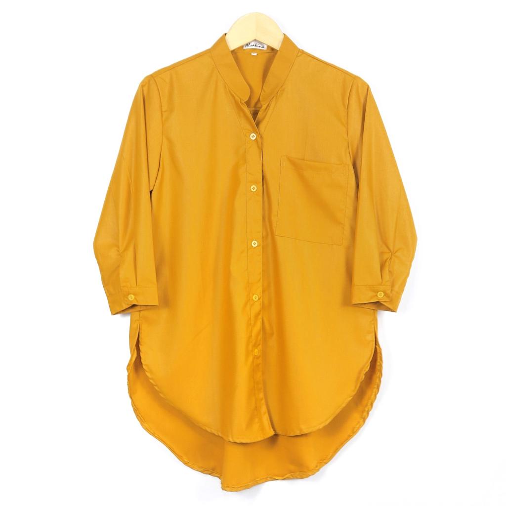 Kemeja Tunik Polos / Kemeja Wanita / Kemeja Polos / Kemeja Kerja / Bahan Toyobo-Mustard
