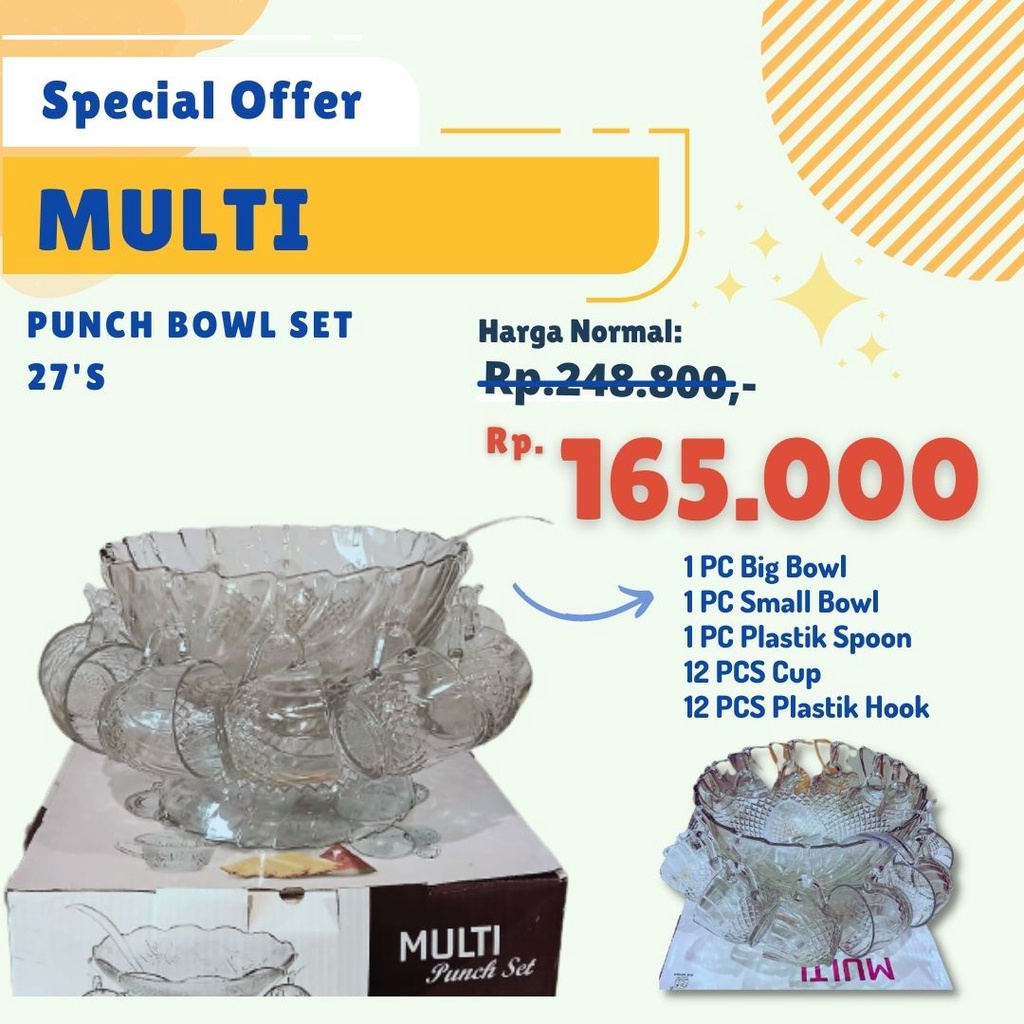 Multi Punch Bowl Set 27 pcs