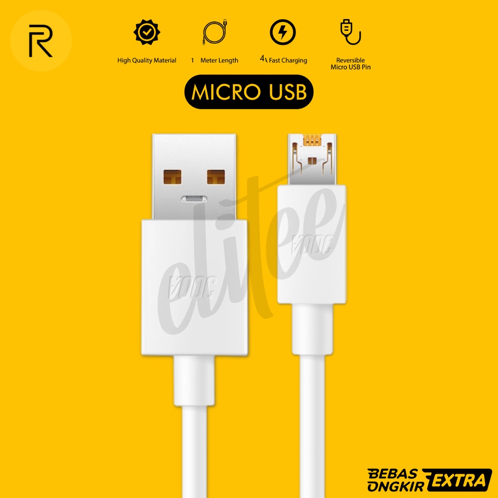 Kabel Data Realme VOOC Fast Charging Micro USB Original