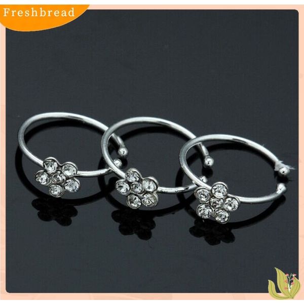 【Fresh】❀1Pc Sexy Flower Rhinestone Stainless Steel Nose Open Hoop Ring Body Piercing