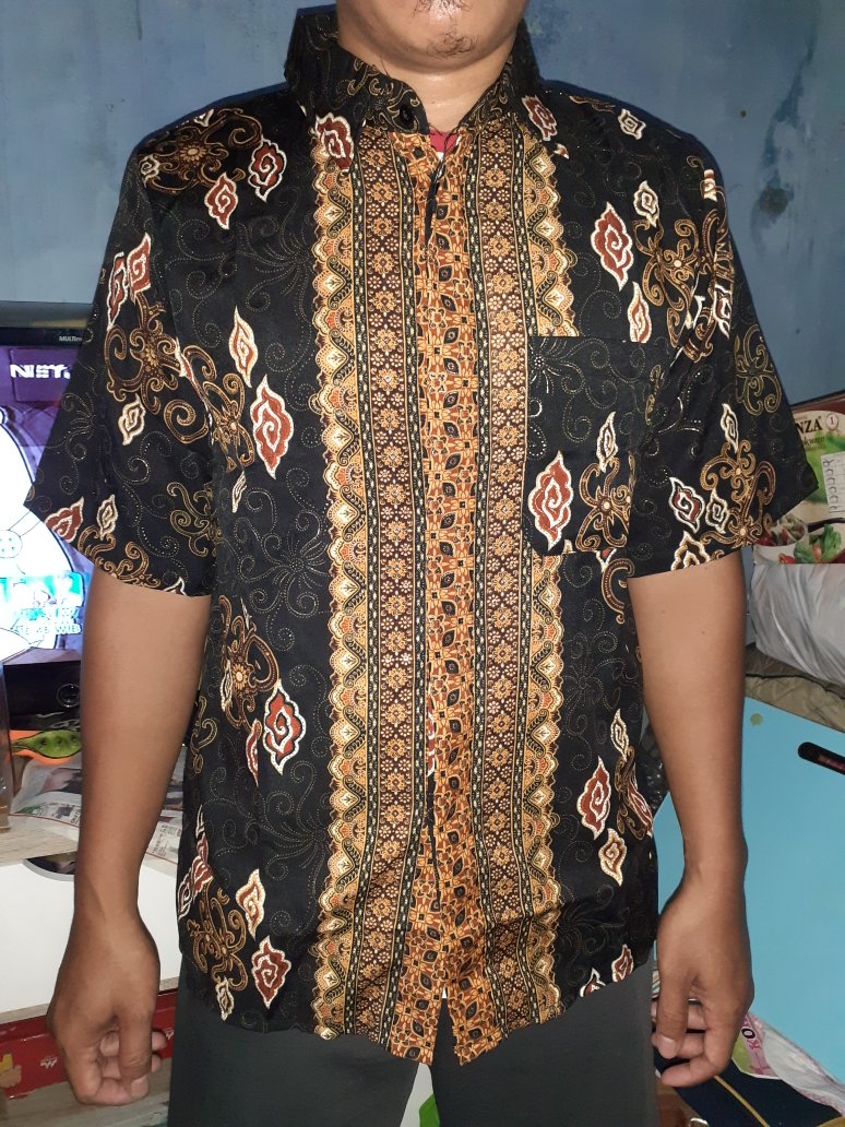 Sellyshop Kemeja Batik Awan Mendung Prada Foil Model Klep Intip Tgn Pdk(real Pict)
