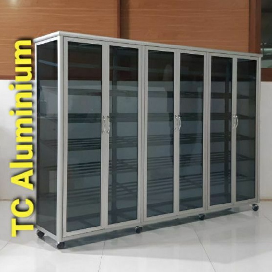 TC ALUMINIUM LS67 180X38X128 s b w LEMARI RAK SEPATU 7 SUSUN MUAT 56 PASANG SEPATU ALUMINUM 20U SILV