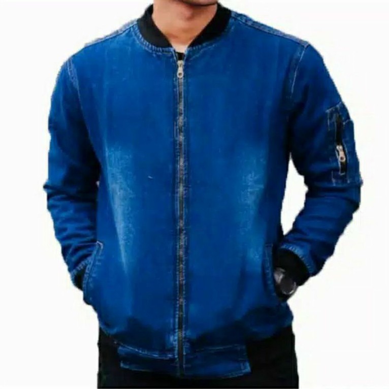 TURUN HARGA ! Jaket Jeans Pria Denim - Jaket Bomber Jeans Polos Premium - Jaket Jeans Polos