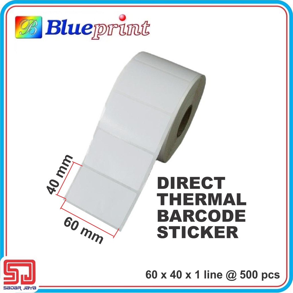 Direct Thermal Sticker Label 60 x 40 mm 1line Blueprint Stiker Barcode