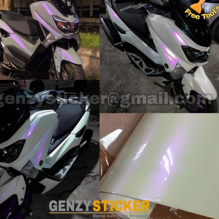 Model Baru.. stiker skotlet putih lembayung sticker scotlite white bunglon scotlet mutiara