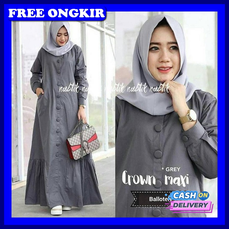 Baju Gamis Wanita Terbaru Model Pesta Cantik Modern Kekinian Remaja Dewasa Busui Syar'I Baju Hijab C