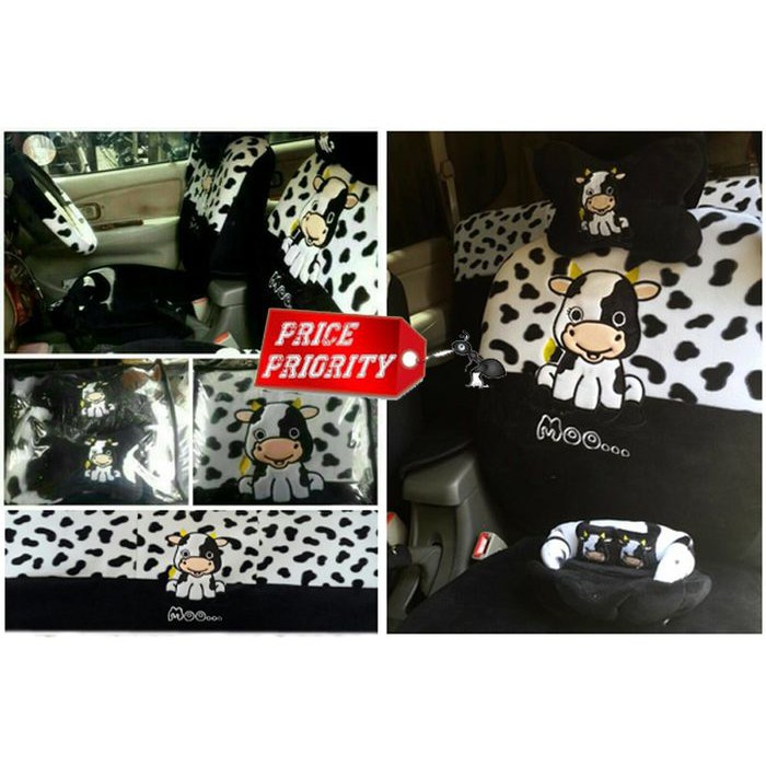 Sarung Jok Mobil Agya Ayla Motif Sapi Moo karakter lucu Sarung Jok Mobil Agya Ayla Motif Sapi Moo karakter lucu