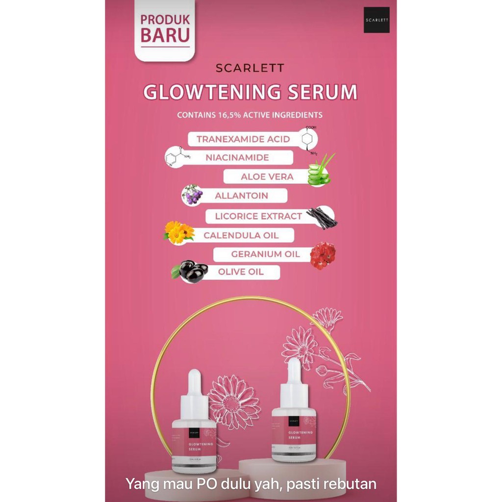 NEW SCARLETT Whitening Glowing / Glowtening Serum BPOM Original