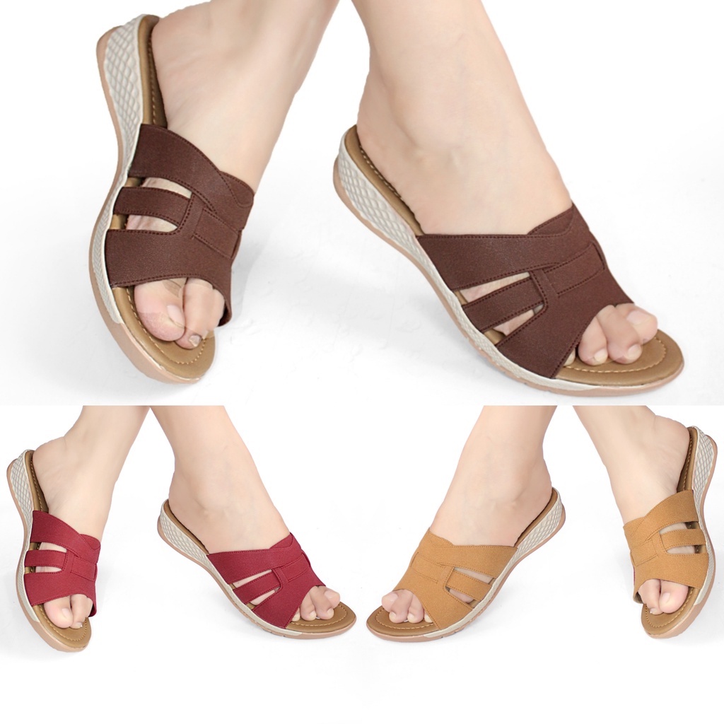 Sandal Sendal Wanita Wedges Wijes Wadges Casual Terbaru Kekinian 2022