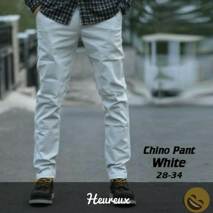 Celana Chino Celana Panjang Pria Celana Formal Chinos Panjang Putih