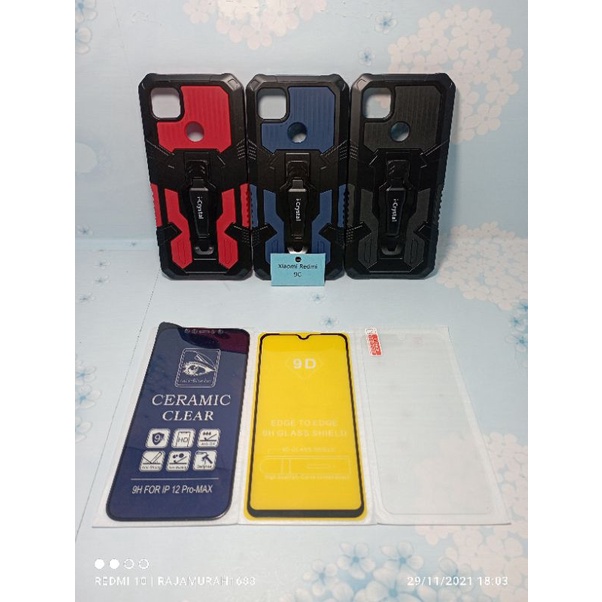 RJ - Xiaomi Redmi 9C Case Standing Robot Hardcase i Cristal free anti gores