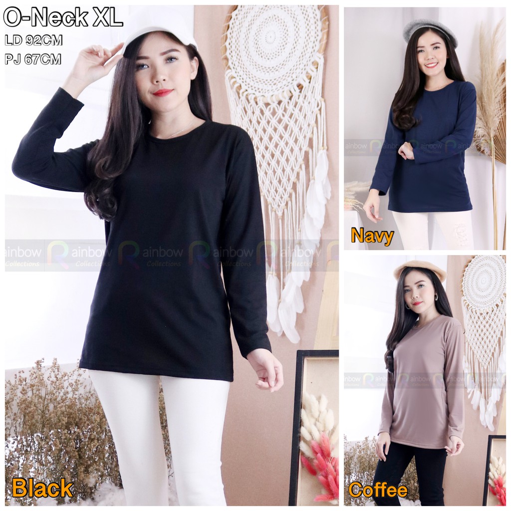 O-NECK Lengan Panjang / Kaos Oblong Polos Basic / Kaos Polos / T-shirt ONECK XL