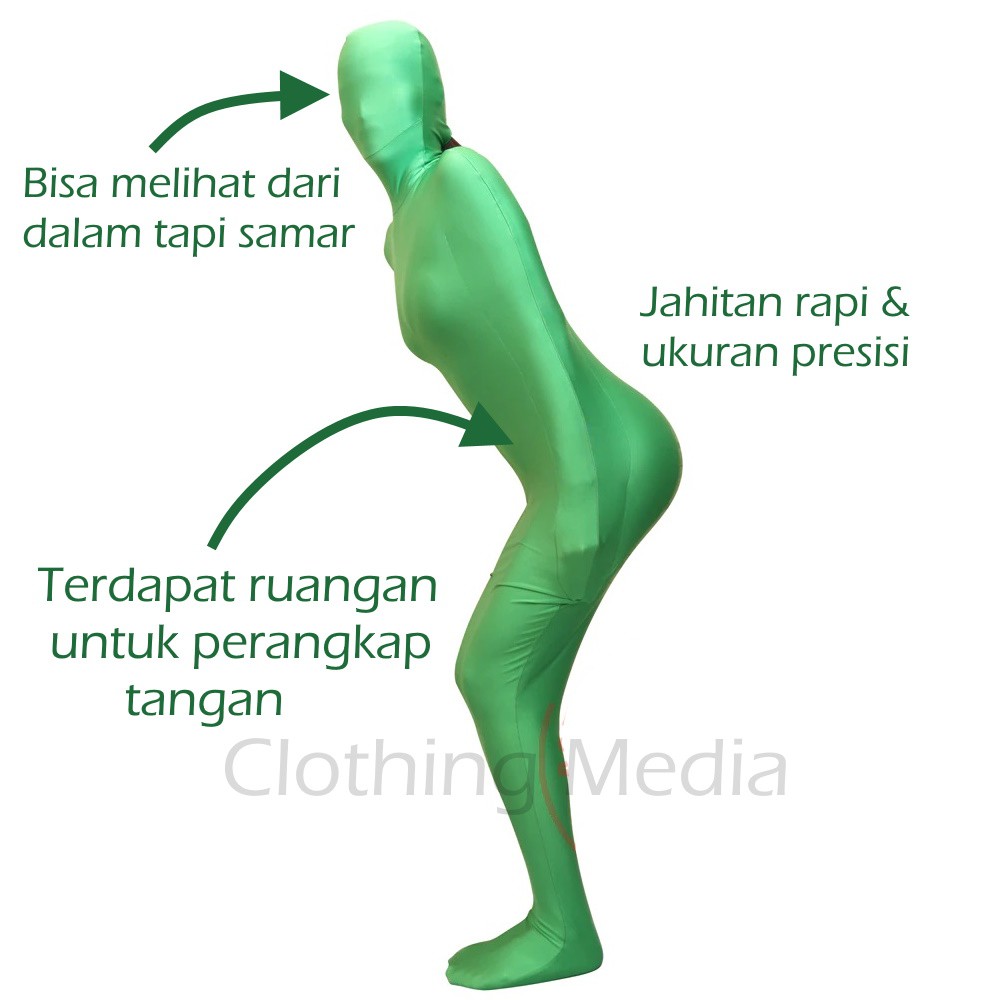 Kostum Zentai Mummy Suit Full Encasement Bodysuit Cosplay Spandex Resleting