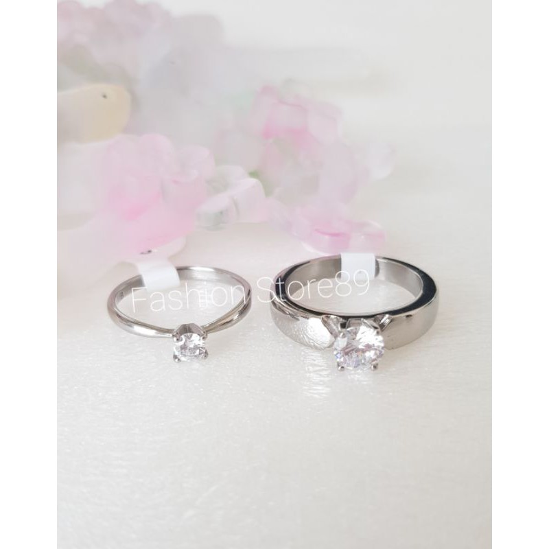 cincin emas putih Titanium cincin nikah tunangan couple halal impor terjamin antikarat antiluntur